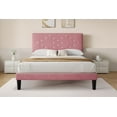 thumbnail image 3 of Senfot Queen Bed Frame, Upholstered Platform Bed with Button Tufted Headboard & Under-Bed Storage Space, Sturdy Wooden Slats Support, Noise Free & Easy Assembly,No Box Spring Needed,Pink, 3 of 6