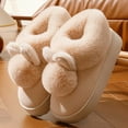 thumbnail image 2 of Bunny Ears Slippers For Women Men Cute Fluffy Animal Slippers Warm Winter Wear Home Cozy Furry Soft Indoor Kawaii Shoes Beige 39, 2 of 7