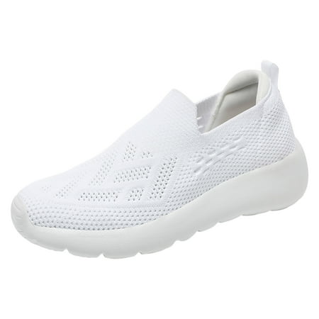 kamemir Walking Shoes Women Women s Walking Shoes lip-on - Sock Sneakers Ladies Work Air Cushion Mesh Casual Running Jogging Shoes(Y-White 8.5)