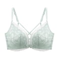 thumbnail image 2 of Front Closure Push up Bra Women's Solid Wireless Cross-Back Lace Comfortable Seamless Underwear Bralette Light Blue S, 2 of 6