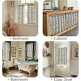 thumbnail image 4 of Floral Linen Tier Curtains 36 Inch Farmhouse Cafe Curtains Rod Pocket Country Flower Drapes for Small Windows for Kitchen Laundry Room Bathroom RV 2 Panels Light Filtering Grey on Beige, 4 of 8