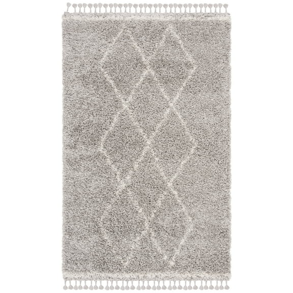 SAFAVIEH Pro Lux Akilah Geometric Shag Area Rug, Grey/Cream, 5' x 8'