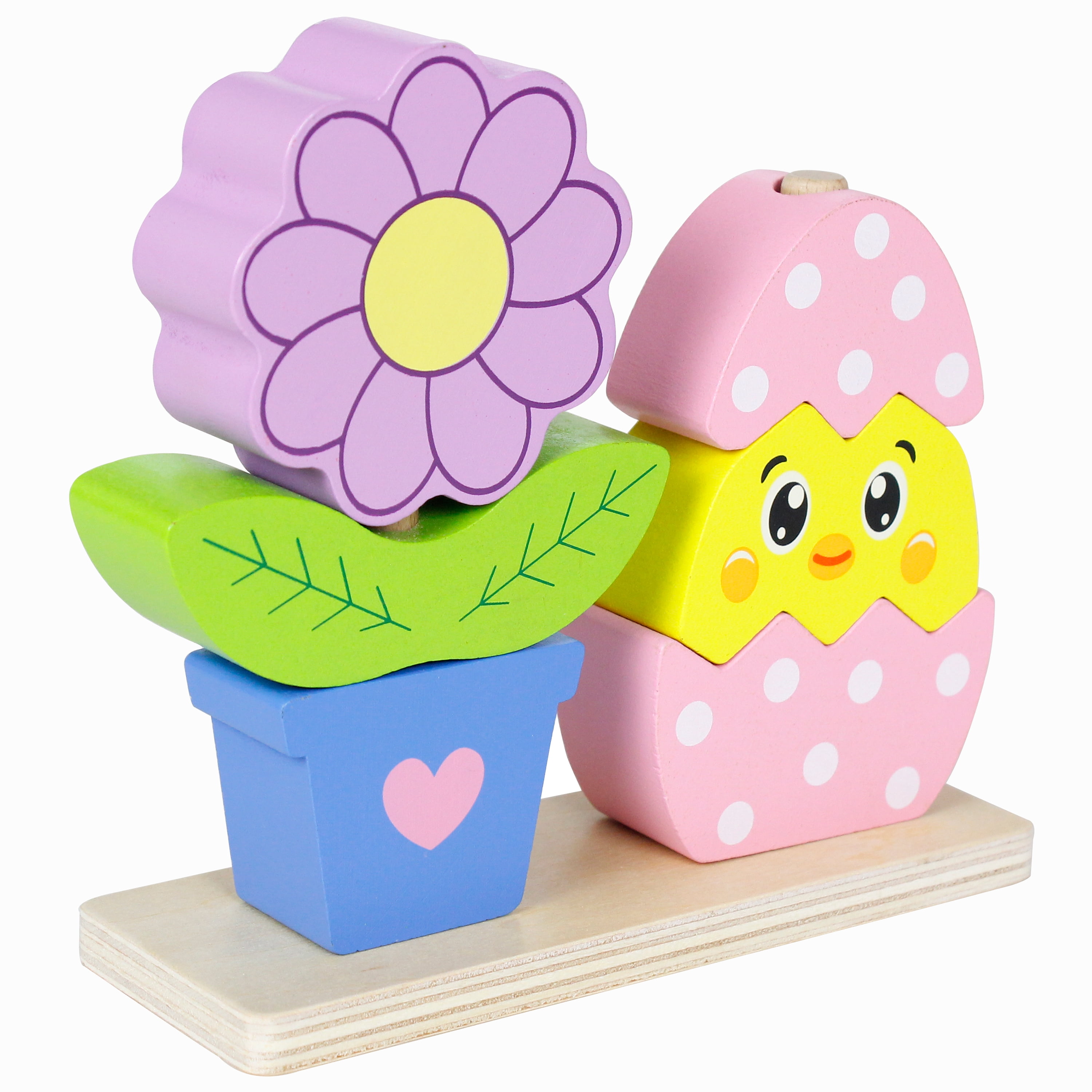 Spark Create Imagine Wood Chick and Flower Stacking Puzzle