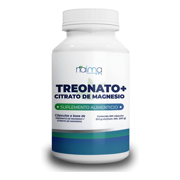 NAIMA Treonato de Magnesio + Citrato de Magnesio, 200 Cápsulas | Suplemento Alimenticio 100% Puro| Ingredientes Naturales, Sin Aditivos | Energía, Bienestar Físico y Mental, Alta Absorción