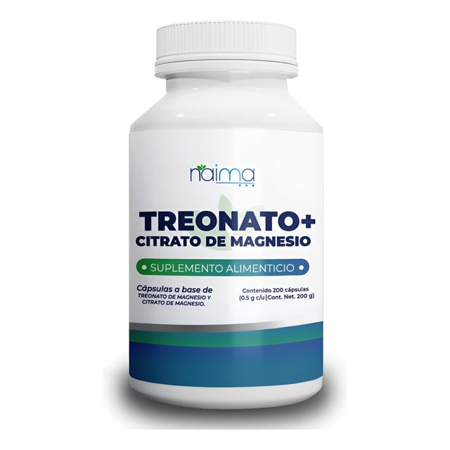 NAIMA Treonato de Magnesio + Citrato de Magnesio, 200 Cápsulas | Suplemento Alimenticio 100% Puro| Ingredientes Naturales, Sin Aditivos | Energía, Bienestar Físico y Mental, Alta Absorción