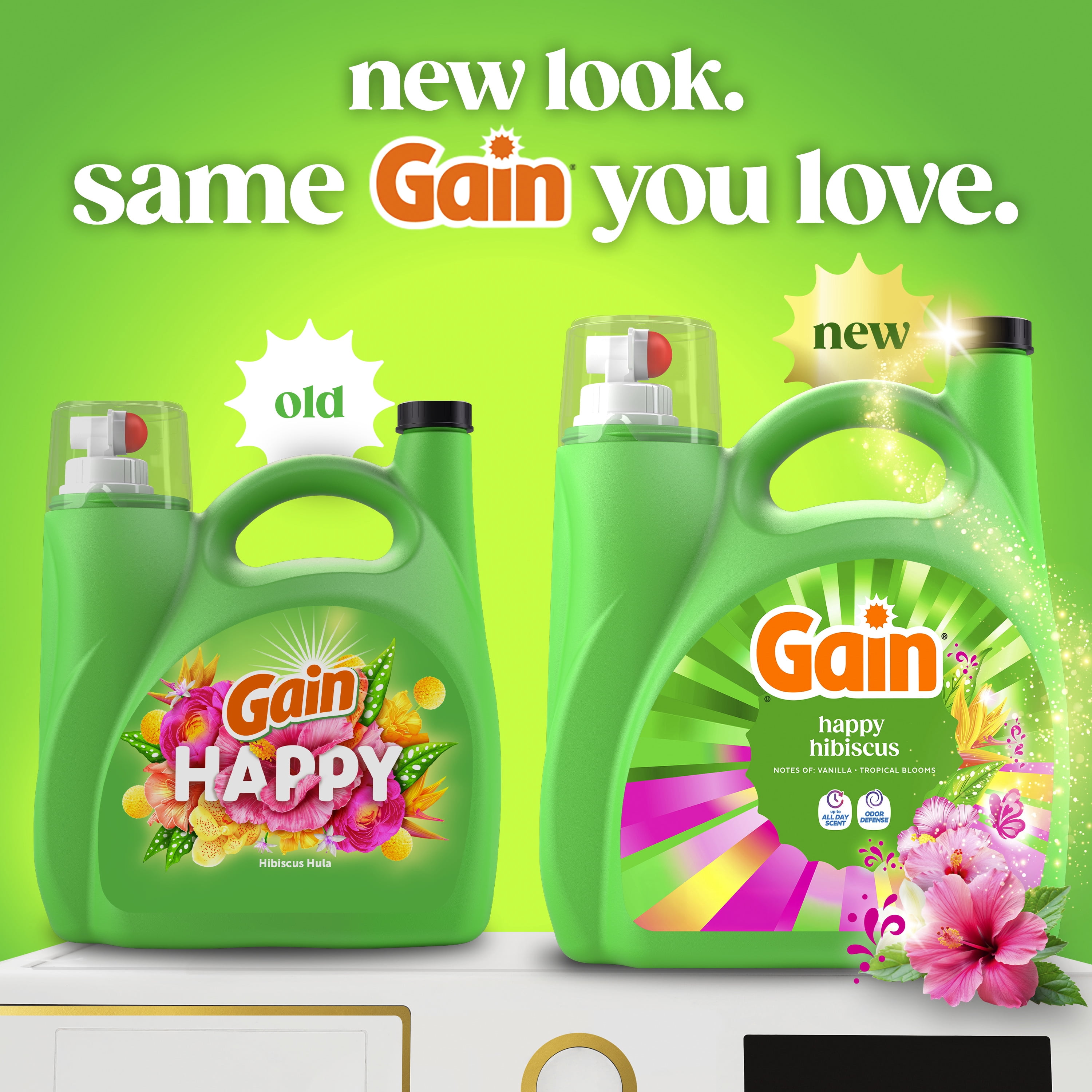 Gain Liquid Laundry Detergent with Odor Defense + All Day Freshness, Happy Hibiscus Scent, 177 fl oz, 134 Loads