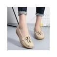 thumbnail image 4 of Avamo Ladies Shoes Walking Comfort Flat Loafers Women Driving Casual Slip On Wide Width Dress Shoes Beige 8, 4 of 8