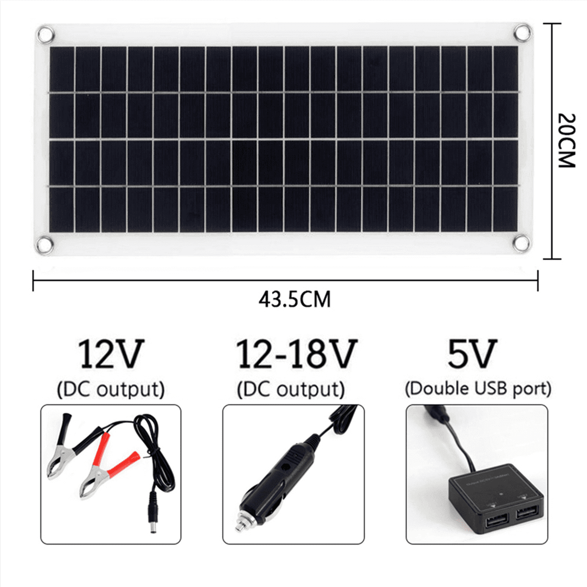 4X 15W Solar Panel 12-18V Solar Cell Solar Panel for Phone RV Car MP3 PAD Charger Outdoor Battery Supply B