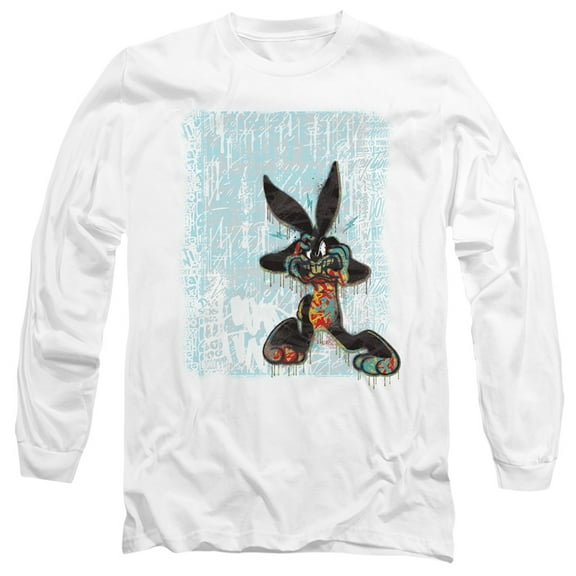 Looney Tunes Graffiti Rabbit Long Sleeve Adult 18/1 T-Shirt White