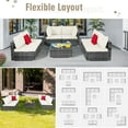 thumbnail image 5 of Gymax 7PCS PE Rattan Patio Sectional Sofa Conversation Set w/ White Cushions, 5 of 10