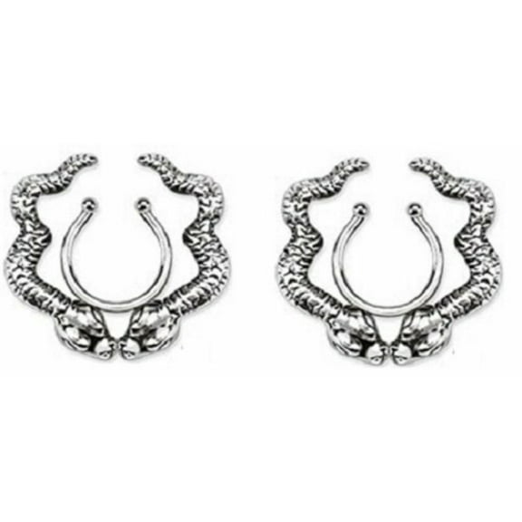Nipple Rings Non Pierce Pair Non-Piercing Clip On Nipple Ring/Snake Cobra Pair