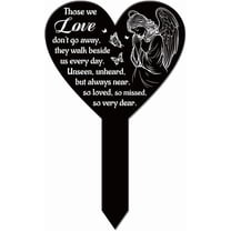 Heart Shaped Angel Butterfly Garden Stake Memorial Remembrance Plaque Stake for Cemetery Acrylic Waterproof Sympathy Garden Stakes for Yard Grave Cemetery Black DIY