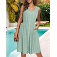 thumbnail image 4 of Vestido Corto Informal de Verano Sin Mangas con Botones y Ojales para Mujer, Vestido Holgado con Bolsillo. Verde S, 4 of 10