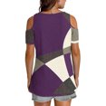 thumbnail image 4 of Soki Womens Tops Color Blocked Printed Short Sleeved V-Neck Off Shoulder Fashionable Summer Clothes, 4 of 6