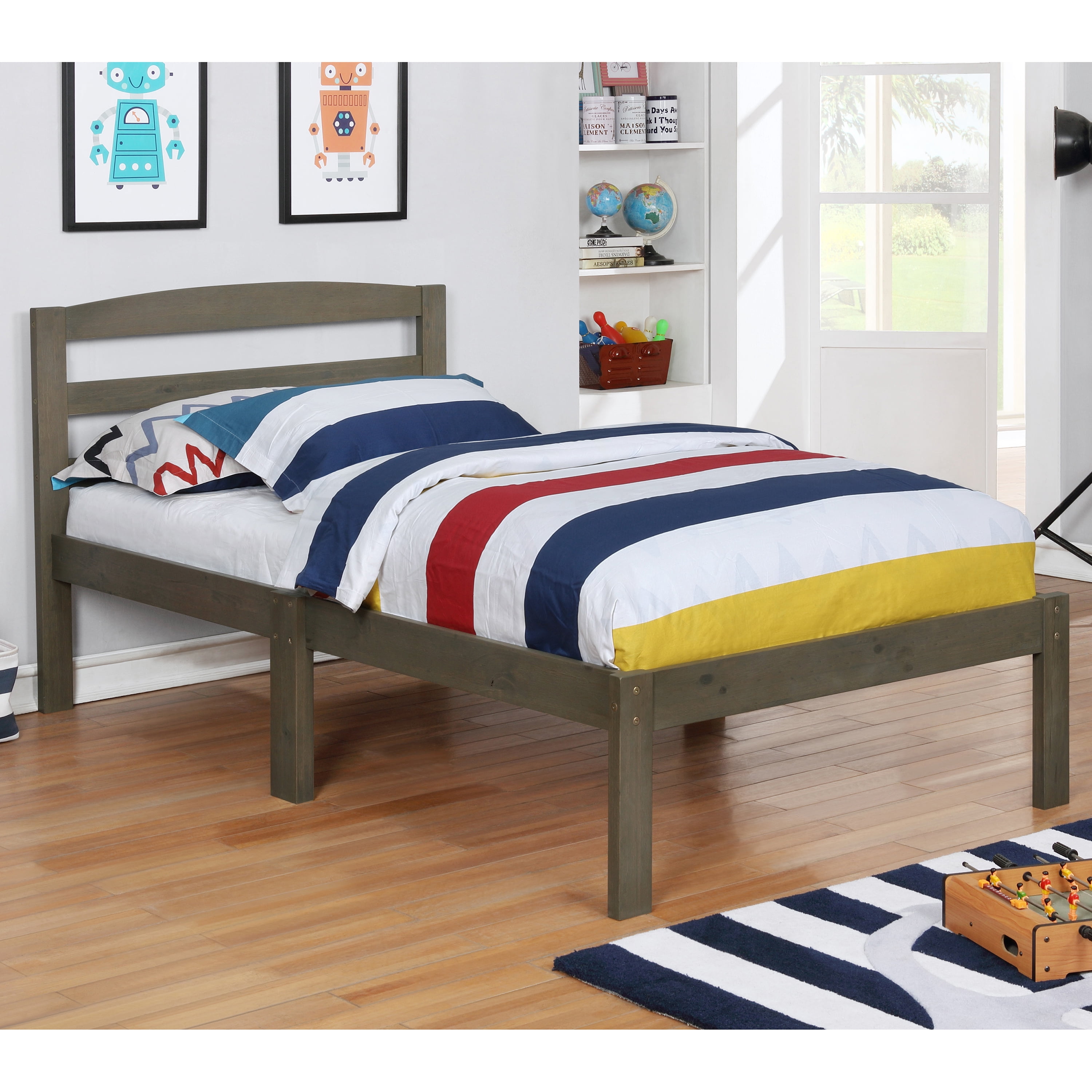 Furniture of America Knott Mattress Ready Wood Brushed Gray Twin Kids Bed