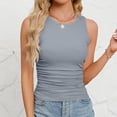 thumbnail image 2 of cfhntfmh Womens Sport Tops Sleeveless Racerback Round Neck Slim Tees Shirts Basic Ribbed Knit Ruched Workout Tight Tank Tops, 2 of 5