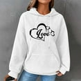 thumbnail image 2 of Hoodies for Women Graphic Heart Print Cute Long Sleeve Waffle Drawstring Pullover Spring Fall Sweatshirts with Pockets(White,M), 2 of 5