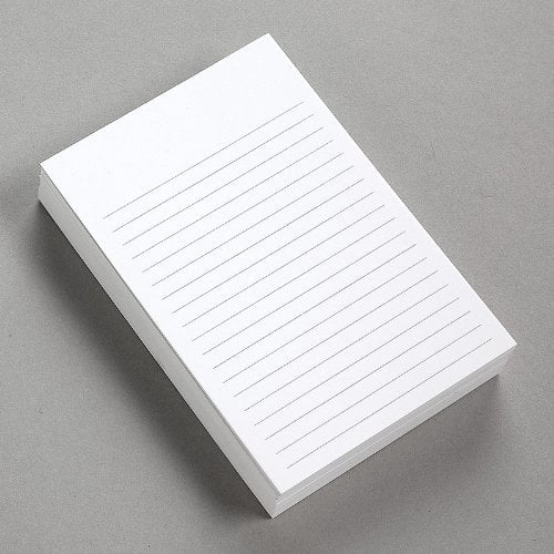 Thick White Note Cards for notes or thoughts, Printed black ruled lines one sided Vertical