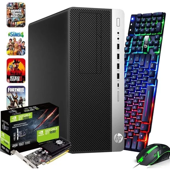 Restored HP G3 Desktop Gaming Tower PC, Intel Core i5-6th Gen. 16GB Ram, 256GB SSD   1TB Hard Drive, NVIDIA GeForce GT 1030 DDR5, WiFi, RGB Keyboard & Mouse, Windows 11 Pro (Refurbished)