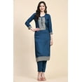 thumbnail image 6 of Trendmalls Women's Wear Cotton Fabric Embroidery Stright Kurta with Salwar Suit Set, 6 of 11