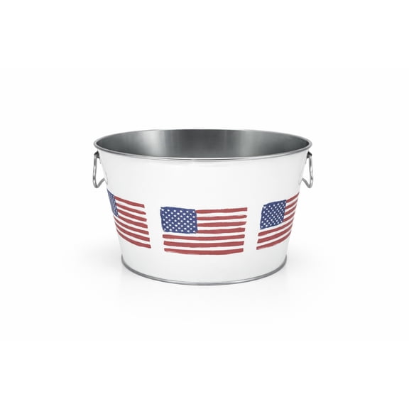 Large White Party Tub, Flag, Metal, 14.5 Inch, by Behrens