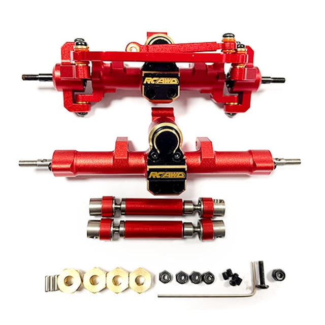 Bewildely 4 Uds 1/24 eje trasero delantero aleación de aluminio completo para ECX FTX RGT FTX5503DR FTX5503DG FTX5503G RGT136240 Barrage Kits de construcción modelo Rojo