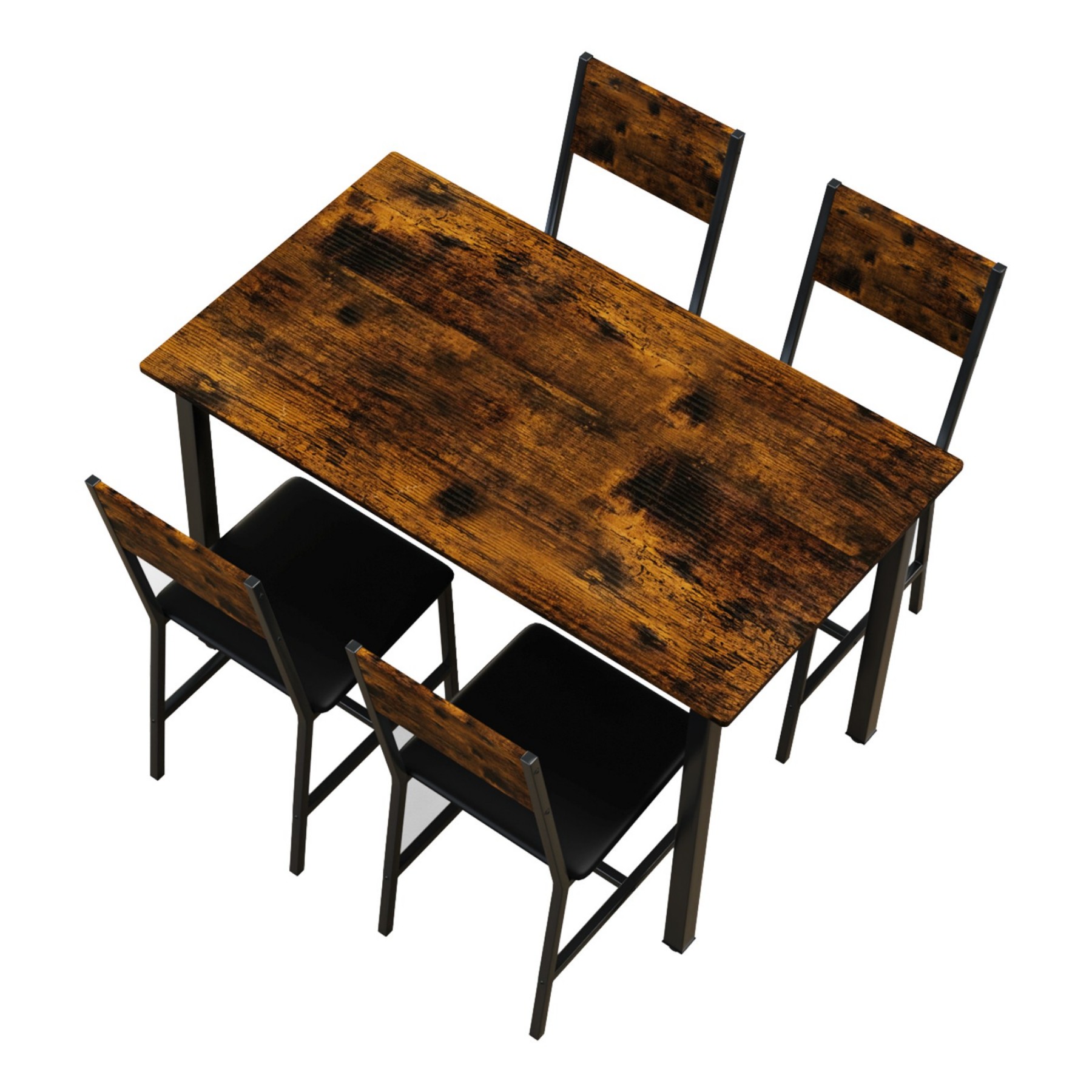Leumius Dining Table Set for 4,Modern Wooden Kitchen Table, Square Dinette Set for Kitchen Dining Room,Dark Walnut 03