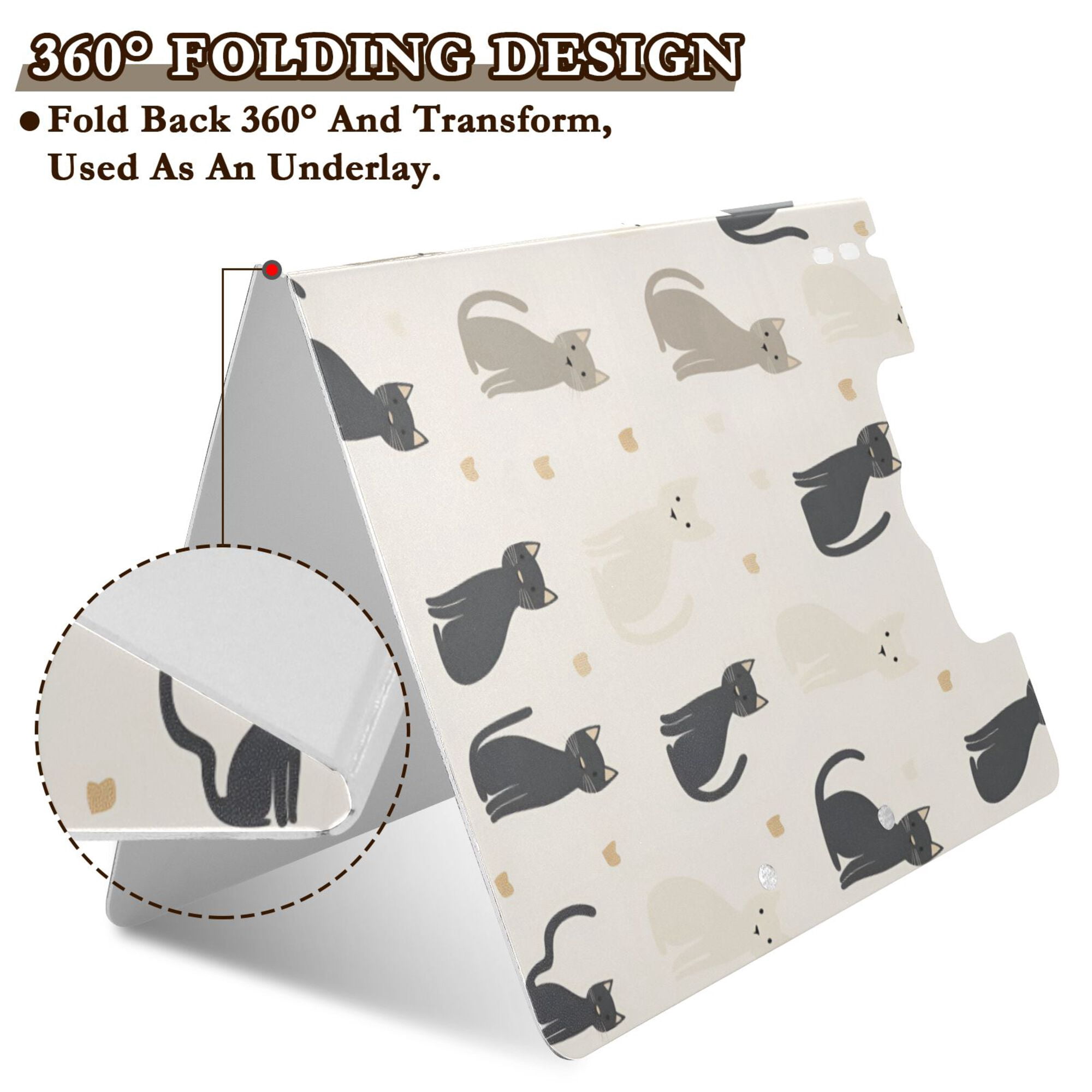 FORMRS A4 Clipboard Folder with Pen Holder Horizontal Foldable School Office Binder, Black Cute Cats