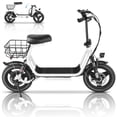 thumbnail image 1 of Adult Electric Scooter with Seat, 750W Motor, 14-Inch Pneumatic Tires, Front and Rear Disc Brakes, LCD Display, LED Headlight, Rear Basket and Folding Frame,White, 1 of 5