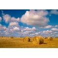 thumbnail image 2 of Jaynes Gallery 18x13 Gold Ornate Wood Framed with Double Matting Museum Art Print Titled - Canada-Saskatchewan-Shellbrook Bale rolls and cumulus clouds on farmland, 2 of 4