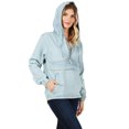 thumbnail image 3 of Womens Premium Cotton Casual Hoodie Half Zip Pullover Denim Jean Jacket (Light Blue, L), 3 of 6