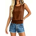 thumbnail image 6 of Women's Casual Pleated Sleeveless Top | Round Neck Elastic Hem Summer Blouse, 6 of 7