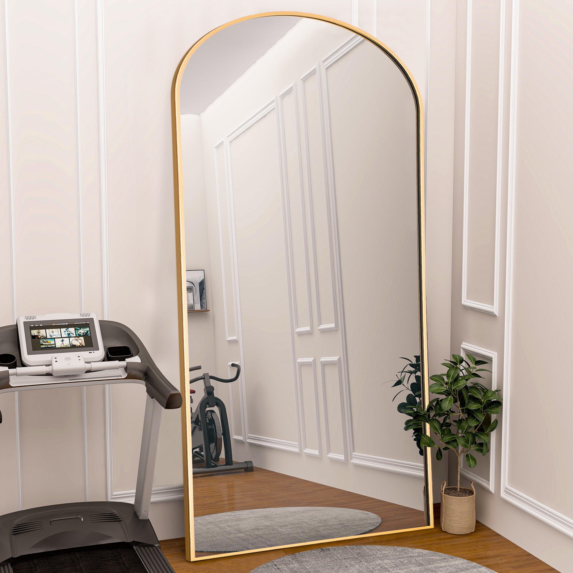 71" x 32" Floor Mirrors Free Standing Arched Full Length Mirrors Gold