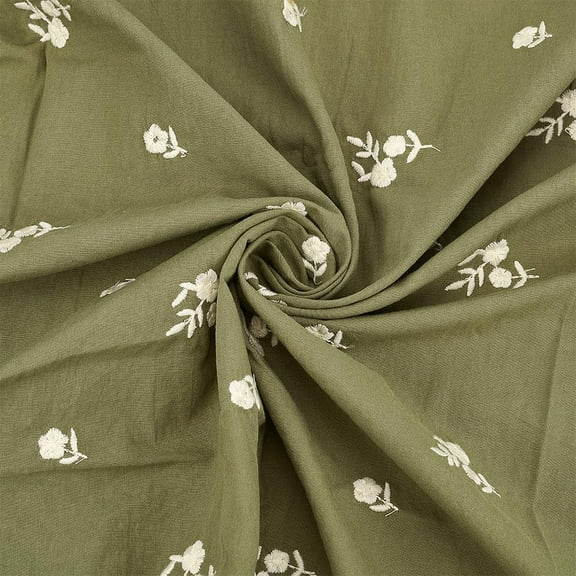 1.1 Yard Green Floral Cotton Fabric - 59" Wide Green Flower Pattern for Clothes Decoration DIY Crafts for DIY
