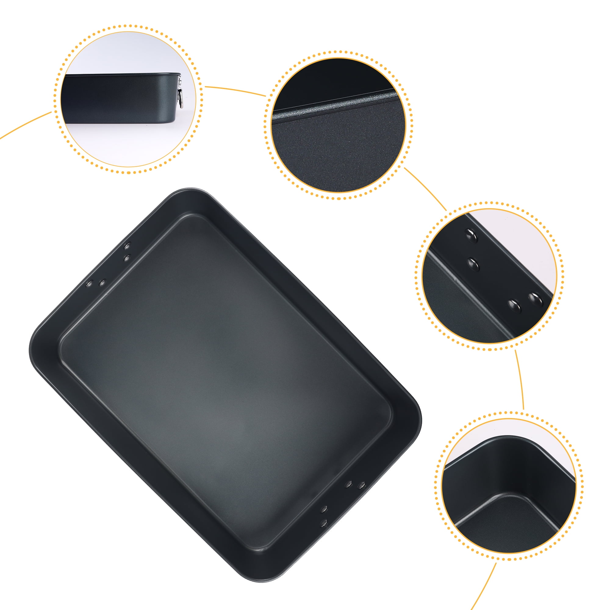 Unique Bargains Set of 2 Baking Sheet Nonstick Cake Pan Black 16.1*11.6*3.1in
