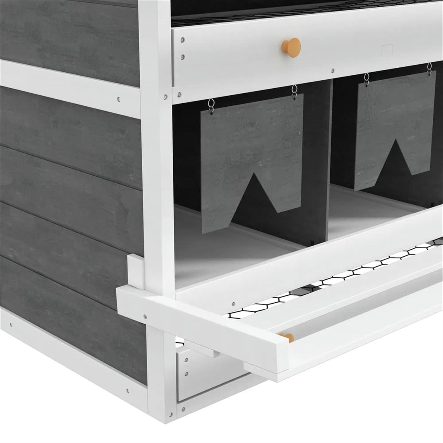 Kadyn 47" Outdoor Chicken Nesting Box, 8 Compartment Nesting Box, 8 Room Wood Nesting Boxes for 16-32 Hens, Gray