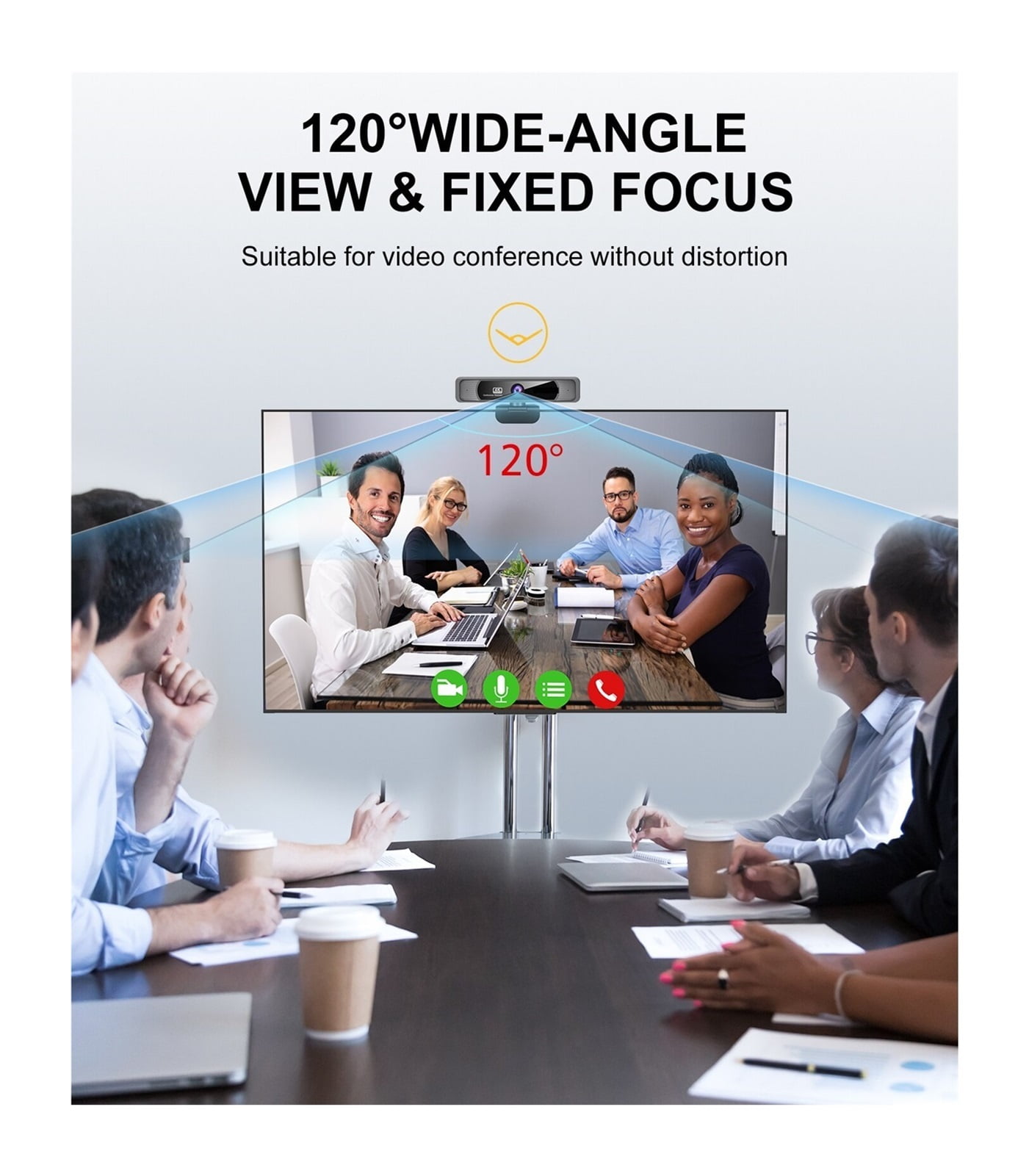 Webcam HD 4K 30Fps 120 Wide Angle Webcam Wtih Microphone Remote Control Streaming PC For Conferencing, Live Streaming ,Full Clarity