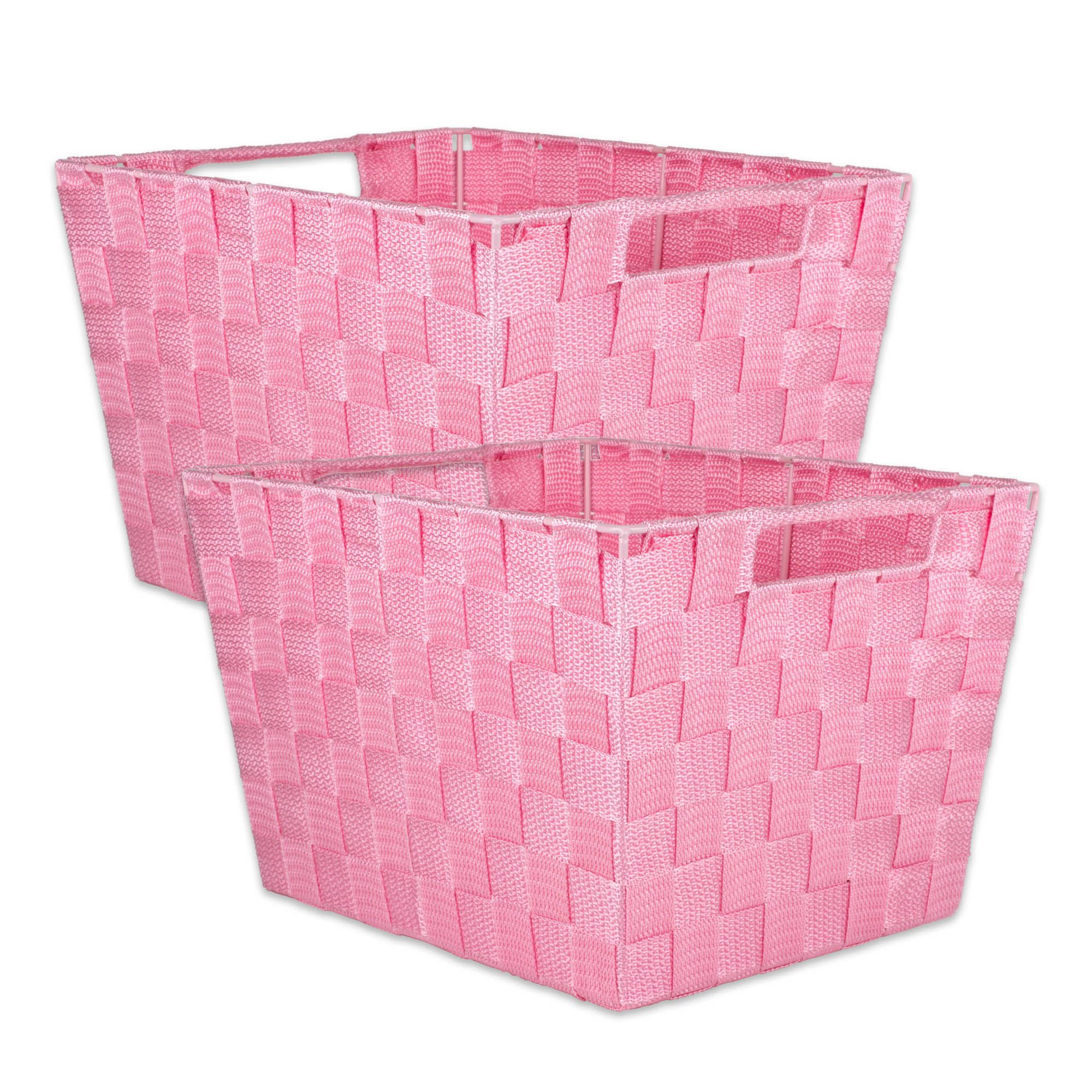 DII Nylon Bin Basketweave Pink Trapezoid (Set of 2)