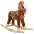thumbnail image 2 of Qaba Kids Ride on Rocking Horse Toddler Plush Toy with Realistic Sounds for 3 Years Old Children - Brown, 2 of 9