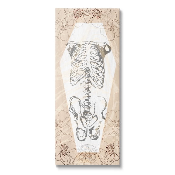 Stupell Industries Floral Skeleton Halloween Layered Graphic Art Gallery Wrapped Canvas Print Wall Art, Design by Lil' Rue