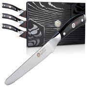 Kessaku 5-Inch Steak Knife Set - Samurai Series - Forged High Carbon 7Cr17MoV Stainless Steel - Pakkawood Handle with Blade Guard