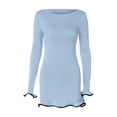 thumbnail image 1 of WILLBEST Vestidos Cortos Para Mujer Vestido De Otoño De Manga Larga Para Mujer, Minifalda De Punto Con Cuello Redondo, Suéter De Invierno, Vestido Informal Ajustado, 1 of 3