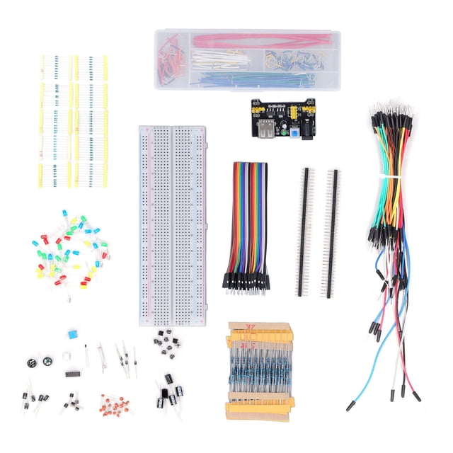 Kit de inicio electrónico, kit de inicio electrónico Kit de resistencia de condensador de componentes electrónicos sin soldadura Diseñado con precisión