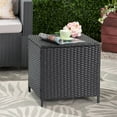 thumbnail image 2 of JOIVI Outdoor Wicker Side Table, All-weather Rattan Small Storage Box End Table, Square Resin Coffee Table with Iron Frame,Black, 2 of 8