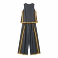thumbnail image 7 of Womens Going out Outfits Women's Cotton Linen Travel Set Color Block Sleeveless Tank Tops with Wide Leg Pants Lightweight Flowy Summer Beach Vacation Outfits Dark Gray L, 7 of 7