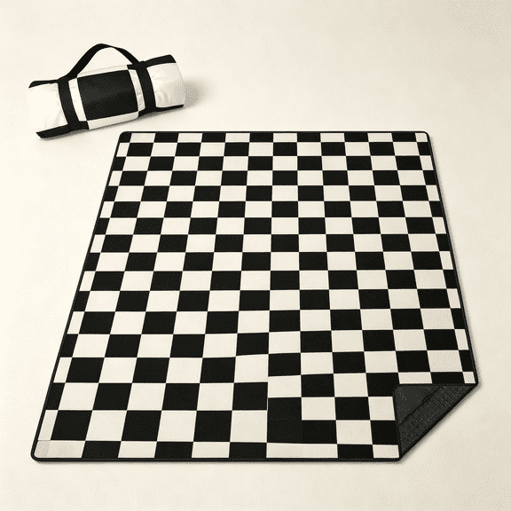 AUQ Checkered Blankets Waterproof Foldable 60''X80'' Portable Dual Layers Outdoor Travel Camping Backpacking Hiking Beach Blanket Mat for Grass Padded Lawn Park
