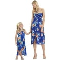 thumbnail image 1 of Matching Hawaiian Luau Mother Daughter Halter Dress in Hibiscus Blue, 1 of 7