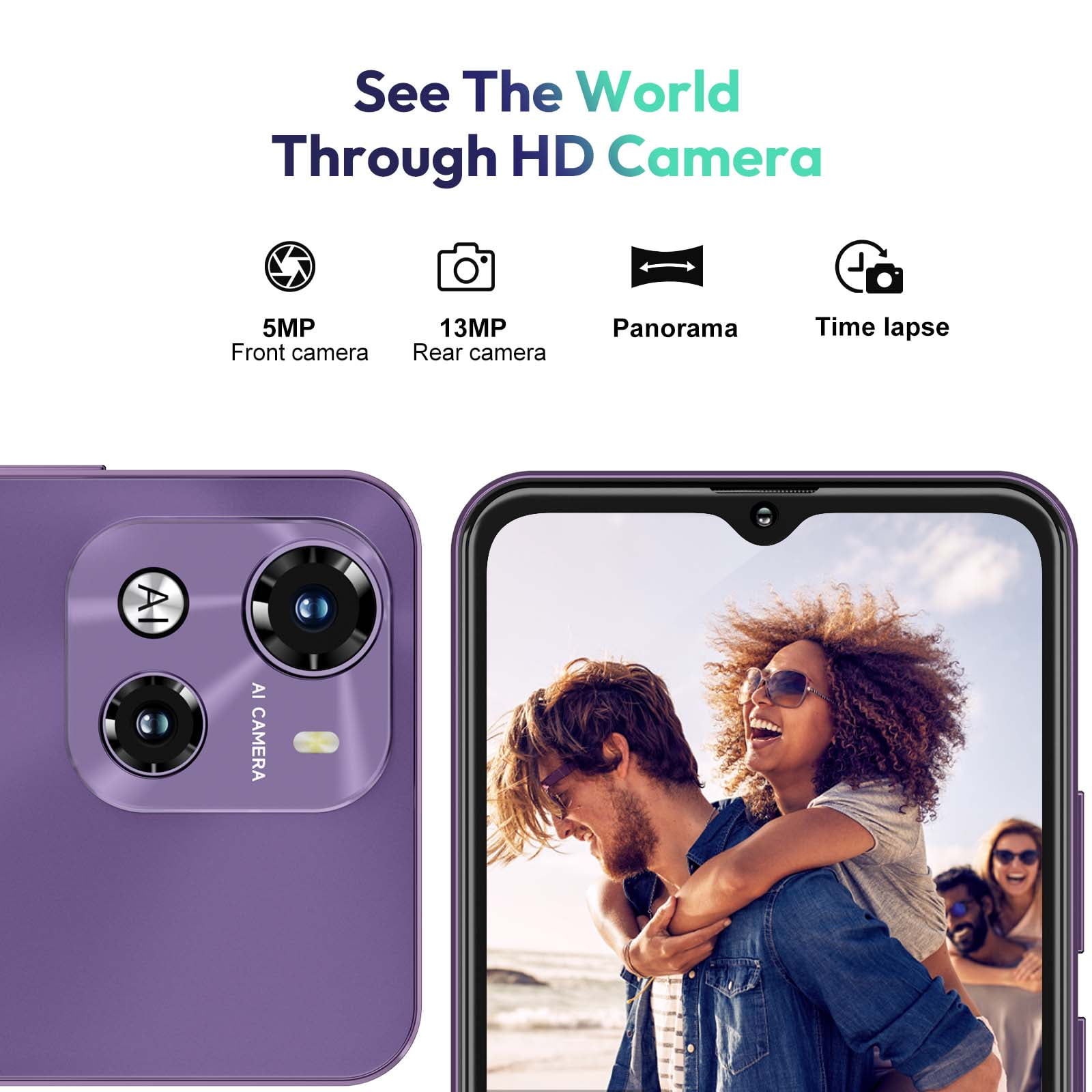 XGODY X18 4G T-Mobile Unlocked Cellphones, 16GB Unlocked Smartphone, 3750mAh Android phone,  6.5" Mobile Phone, Lavender