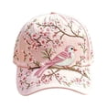 thumbnail image 2 of Embroidered Baseball Cap Adjustable Lightweight Breathable Hat with Bird Floral Design for Outdoor Garden Morning Walking, 2 of 4
