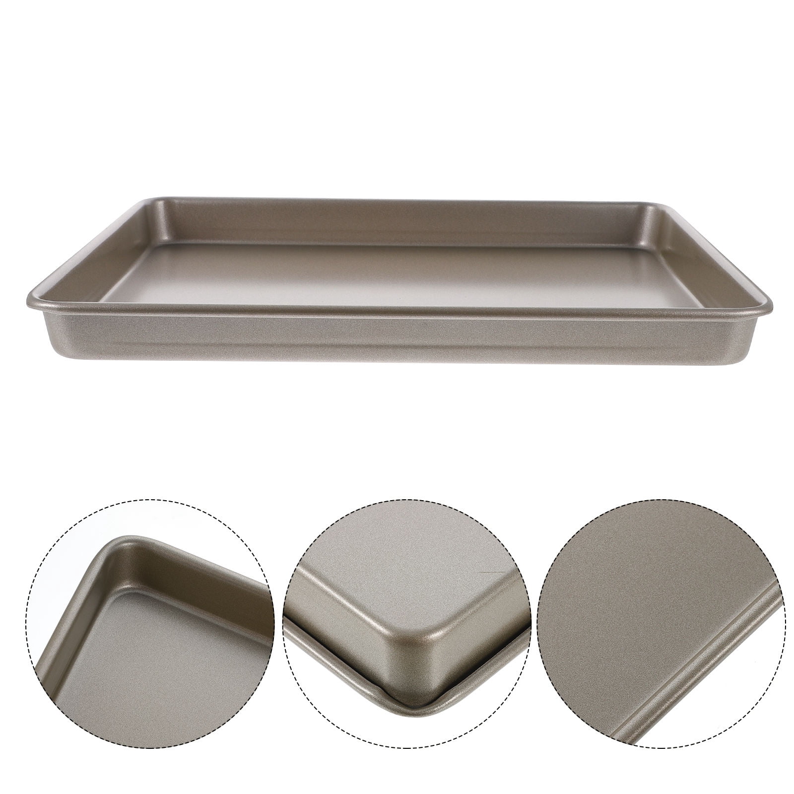ULTNICE 1Pc Heavy Duty Golden Baking Tray with Rounded Corners Non Stick Carbon Steel